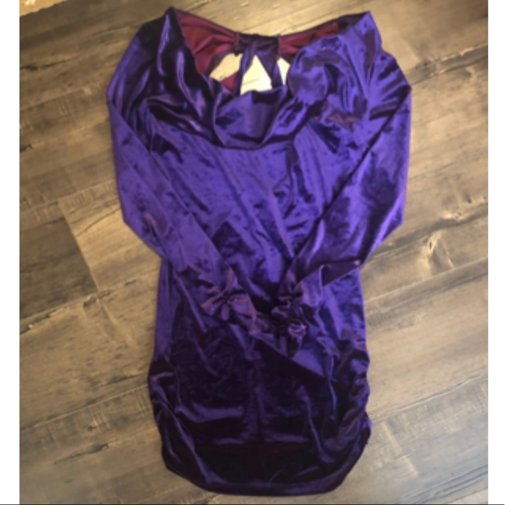 Arden B Violet Velvet Bodycon LS Mini Dress